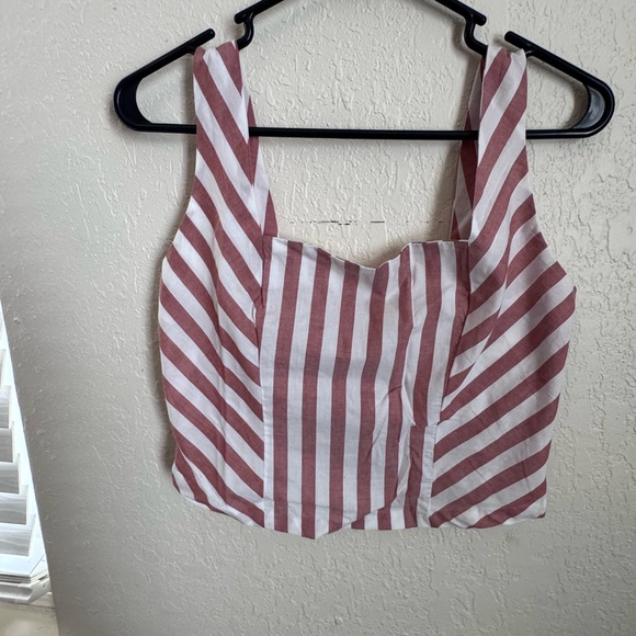 Maurices Pink and White Fitted Bustier Tank Top - Picture 1 of 4